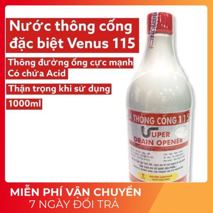 Chai nước thông cống/bồn cầu 115 đặc biệt Venus 1 lít - Hàng chính hãng - Có Hình Thật