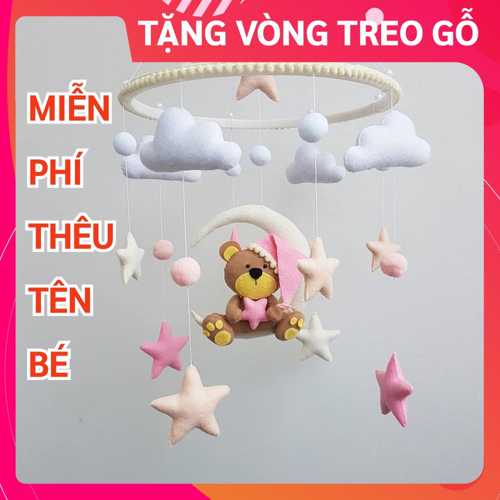 Đồ chơi treo nôi cũi handmade Coco Kids ảnh thật 100%, tự xoay phát nhạc GẤU SAO 2