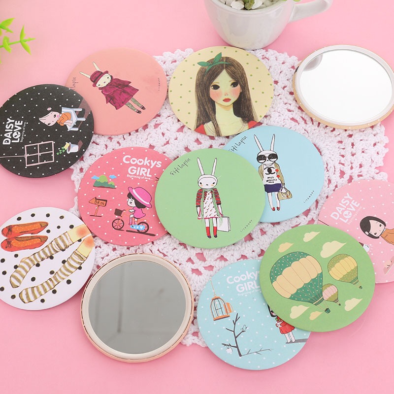 Gương Trang Điểm Tròn Mini Bỏ Túi Dễ Thương