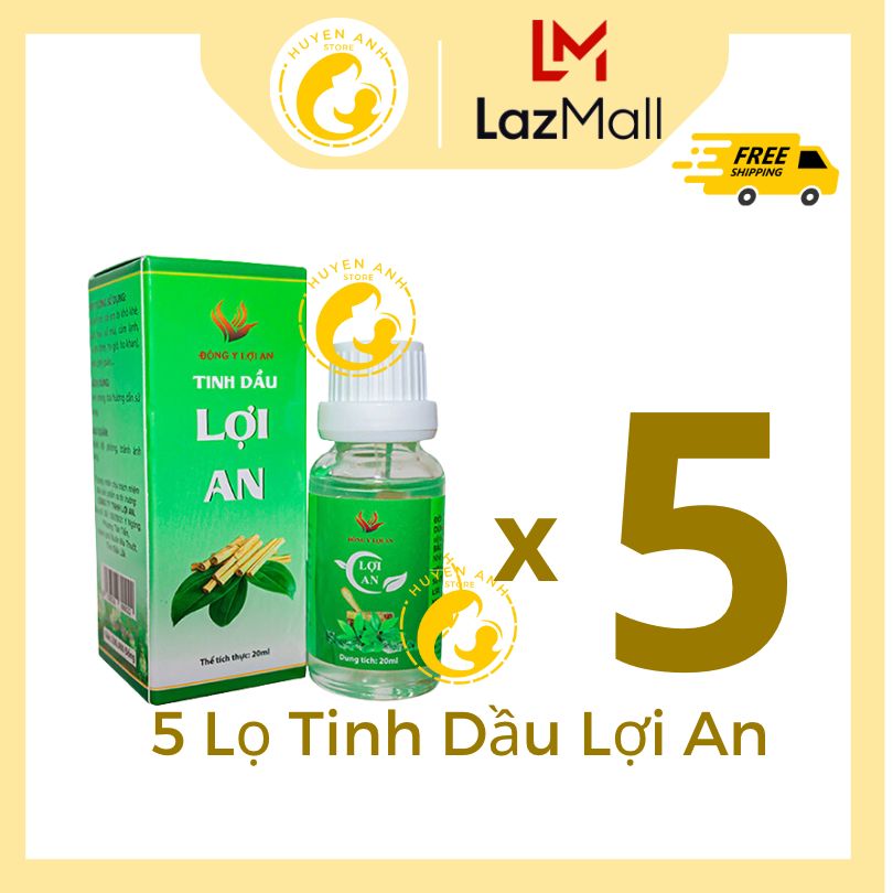 5 lọ tinh dầu lợi an 20ml - bôi ho , long đờm , sổ mũi , cảm cúm cho bé