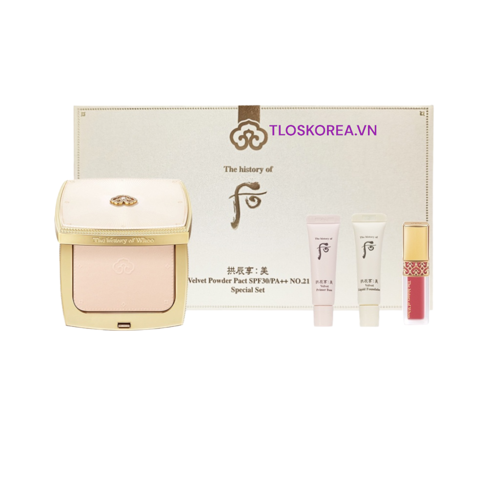 Phấn phủ whoo velvet powder pact spf30/pa++ che khuyết điểm đẹp bền màu tông 1 sáng vừa