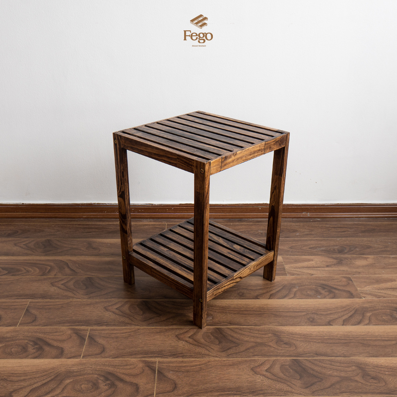 Kệ gỗ tab đầu giường 2 tầng tự lắp ráp FEGO/ Tủ đầu giường tiện ích/ Kệ đầu giường vuông