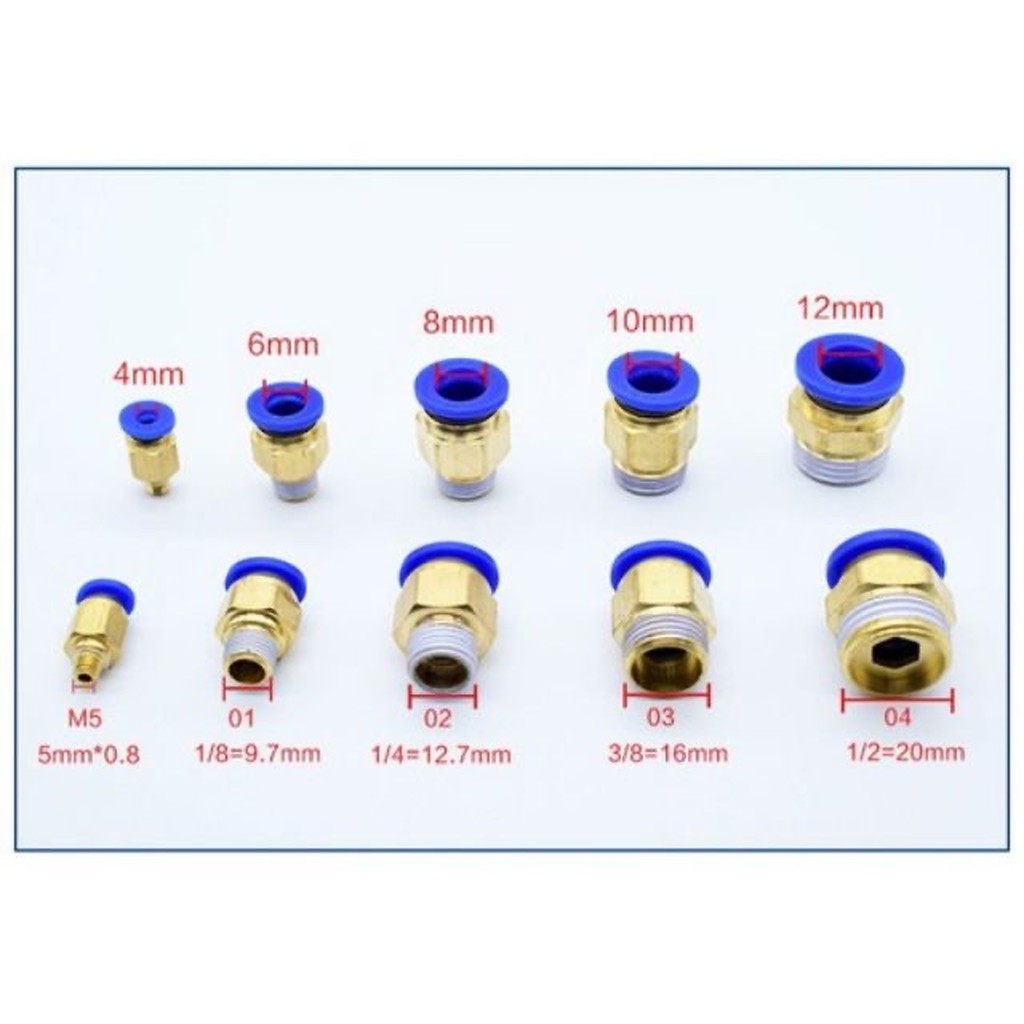 Đầu nối ren khí nén m5 , m5-01 , m5-02 , m5-03