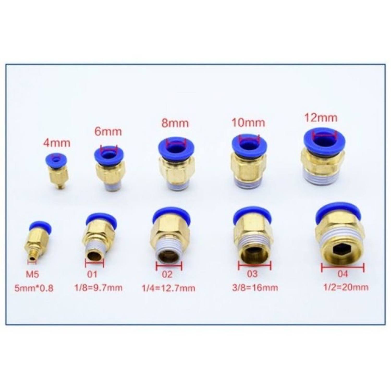 Đầu nối nhanh khí nén pc đủ các loại ren đủ các loại ống 4-6-8-10-12, cút nối hơi khí nén, đầu nối hơi khí