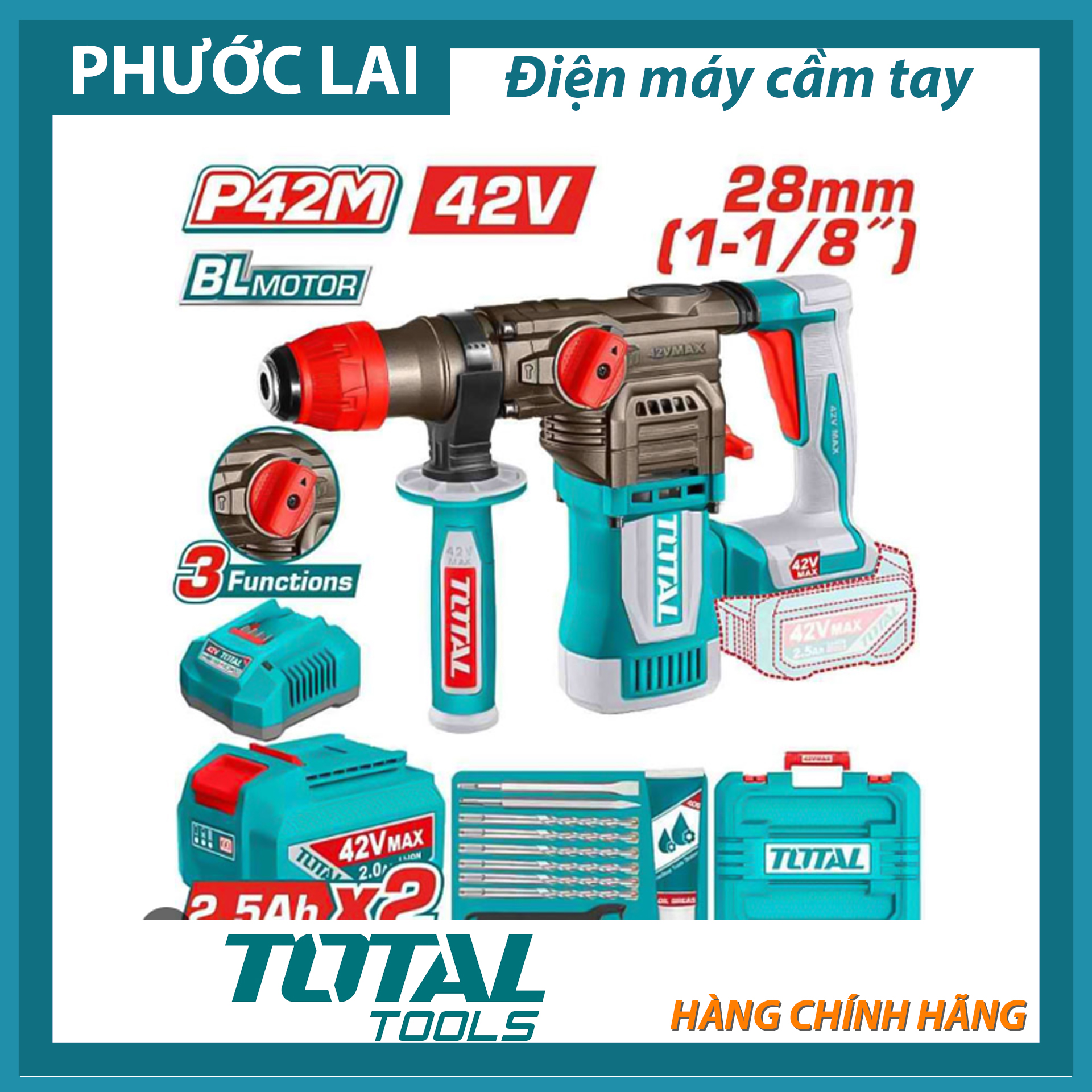 Brushless Concrete Drilling Machine Using 42V Battery Total Trhli422882