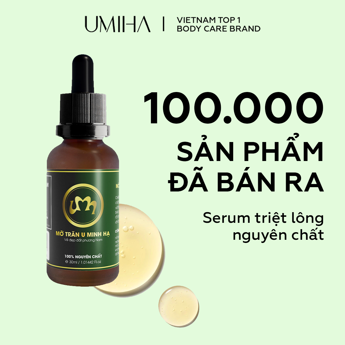 Mỡ trăn triệt lông vĩnh viễn U Minh Hạ nguyên chất 30ml | Mỡ trăn dùng cho triệt lông body toàn thân, nách, chân, tay, ngực, bụng, bikini vùng kín an toàn hiệu quả tại nhà