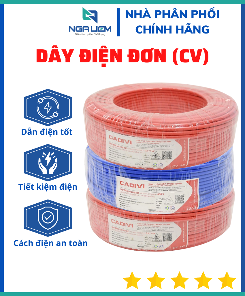 Dây điện đơn cv 8.0 - 10.0 mm cadivi