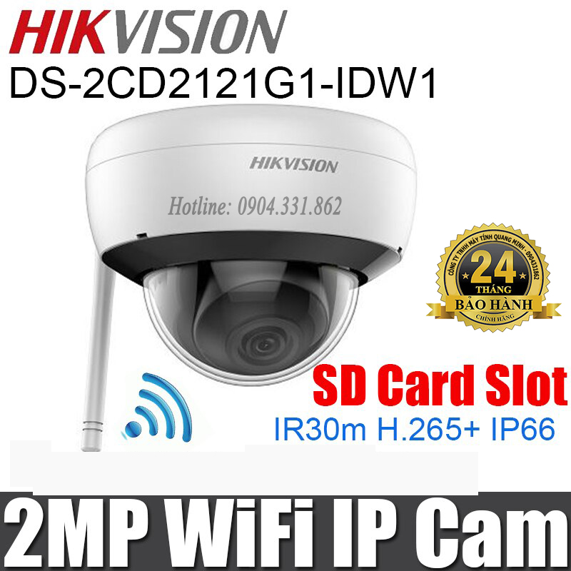 Camera IP wifi bán cầu 2MP WIFI, chuẩn nén H.265+ DS-2CD2121G2-IDW ( Tặng kèm nguồn 12v)