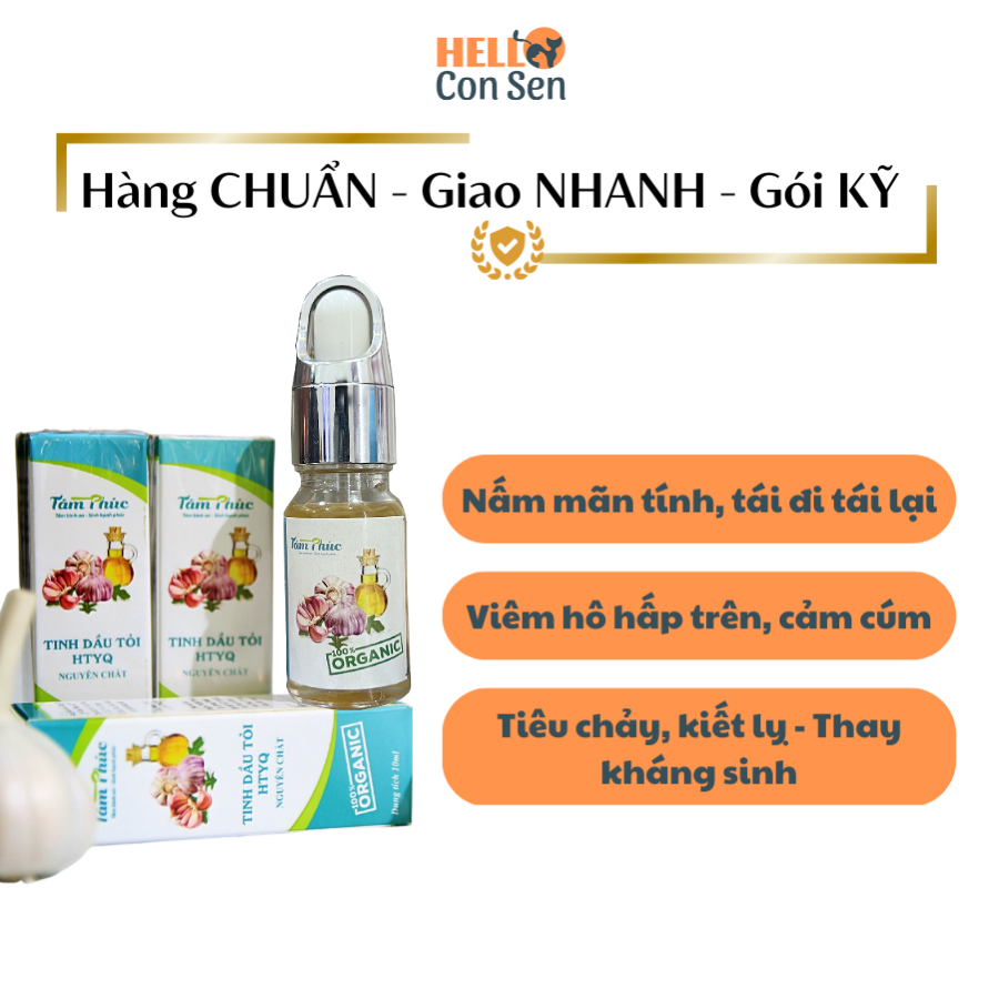 Tinh dầu tỏi Tâm Phúc hỗ trợ trị nấm, ghẻ, hô hấp cho chó mèo Helloconsen