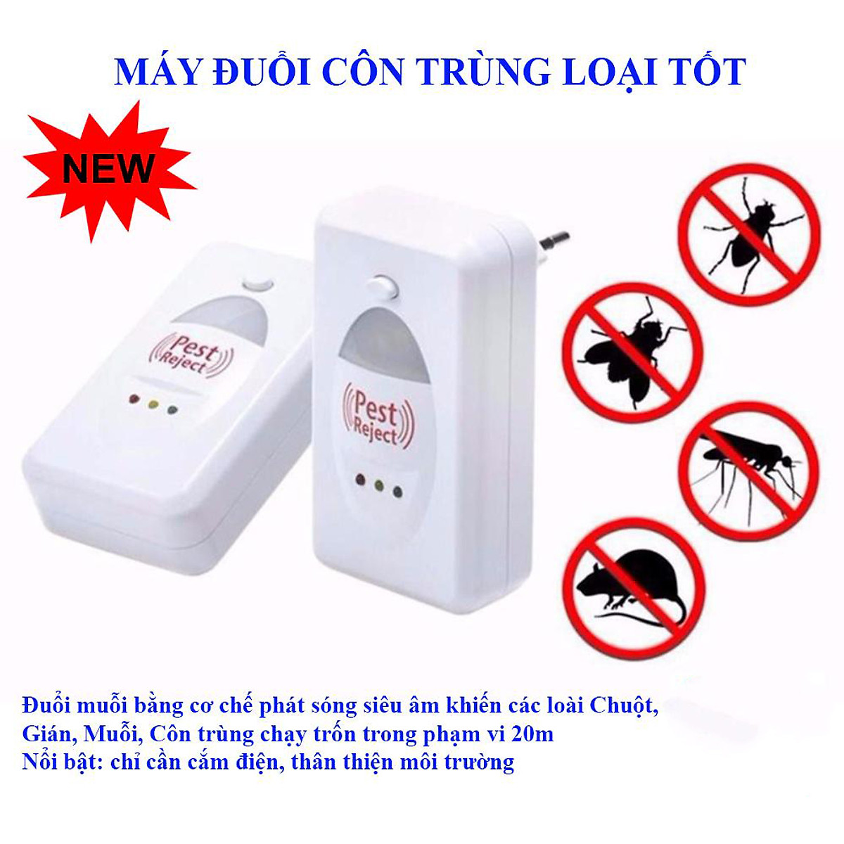 [HCM]Máy Đuổi Chuột Đuổi Côn Trùng - Máy Đuổi Côn Trùng Pest Reject Cao Cấp Đuổi Muỗi Chuột Gián Các Loài Côn Trùng Bằng Sóng Âm An Toàn Sức Khỏe
