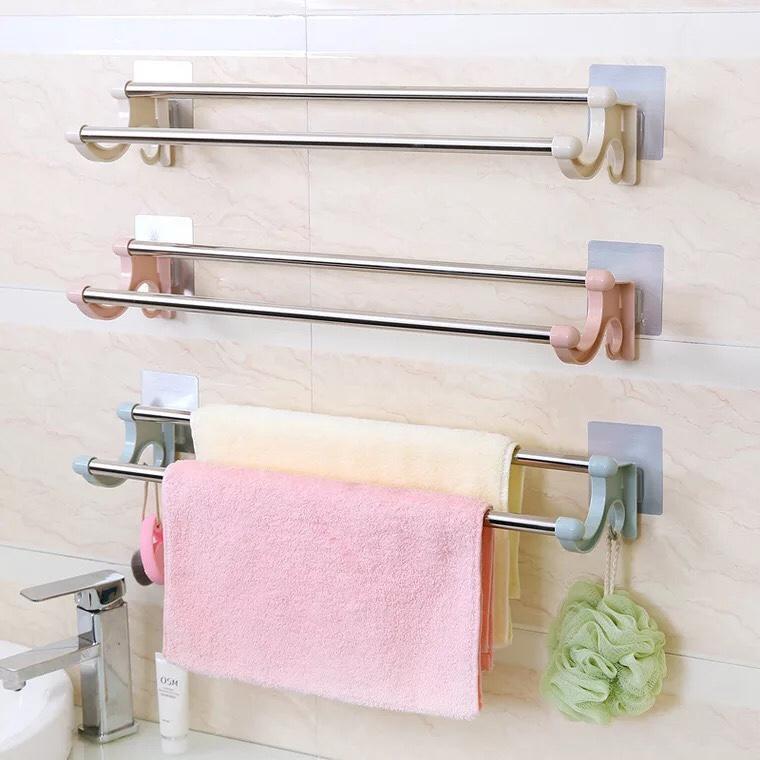 DỤNG CỤ 2 THANH TREO KHĂN INOX GẮN TƯỜNG KHONG CẦN KHOAN - THANH TREO THÔNG MINH HÍT CHÂN KHÔNG SIÊU CHẮC CHẮN, CHỊU LỰC TỐT