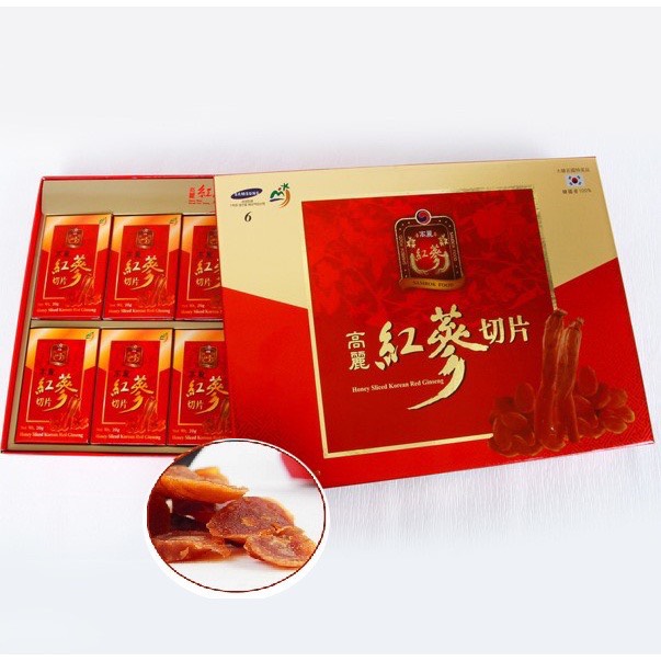 Hồng sâm thái lát tẩm mật ong Sambok hàn quốc, hộp 200gr