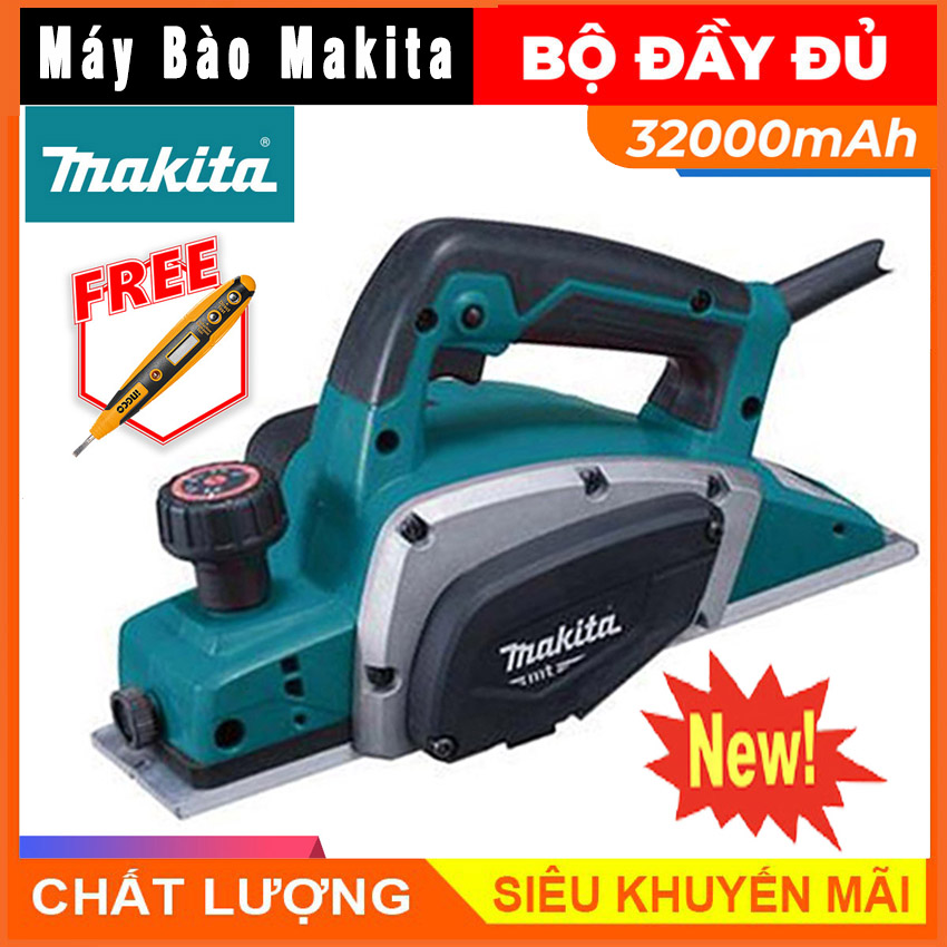 Máy bào gỗ, mua máy bào gỗ cầm tay makita công suất lớn giúp bạn dễ dàng bào các loại gỗ của gia đình bạn,có kèm lưỡi bào bảo hành 12 tháng