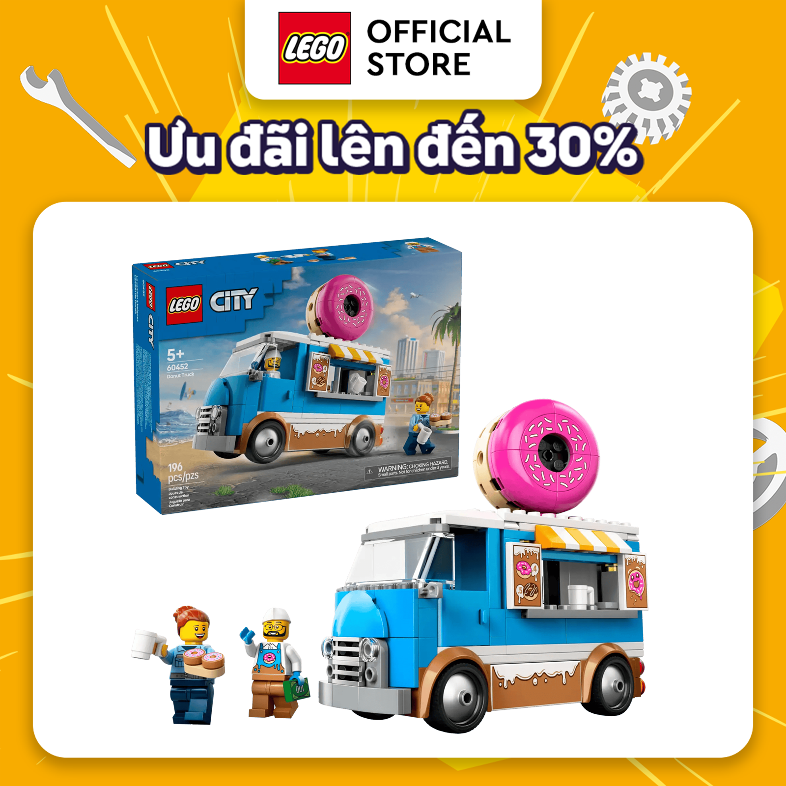 LEGO CITY 60452 Đồ Chơi Lắp Ráp Xe Bánh Donut Di Động(196 chi tiết)