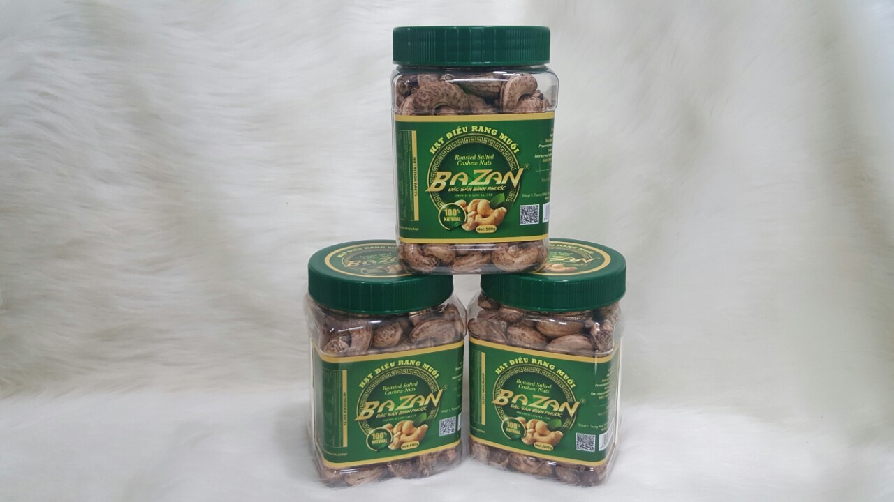 HẠT ĐIỀU RANG MUỐI BAZAN SỐ 1 BÌNH PHƯỚC HỘP  500Gr
