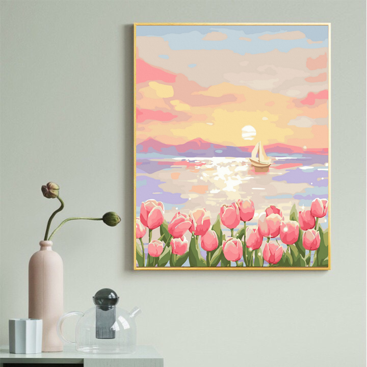 KHUNG 1.6 CM- Tranh sơn dầu số hóa rẻ,đẹp, size 40x50TẶNG KHĂN,tranh tô màu theo số- ĐÃ CĂNG KHUNG,CÓ SƠN BÓNG-MÀU-3CỌ