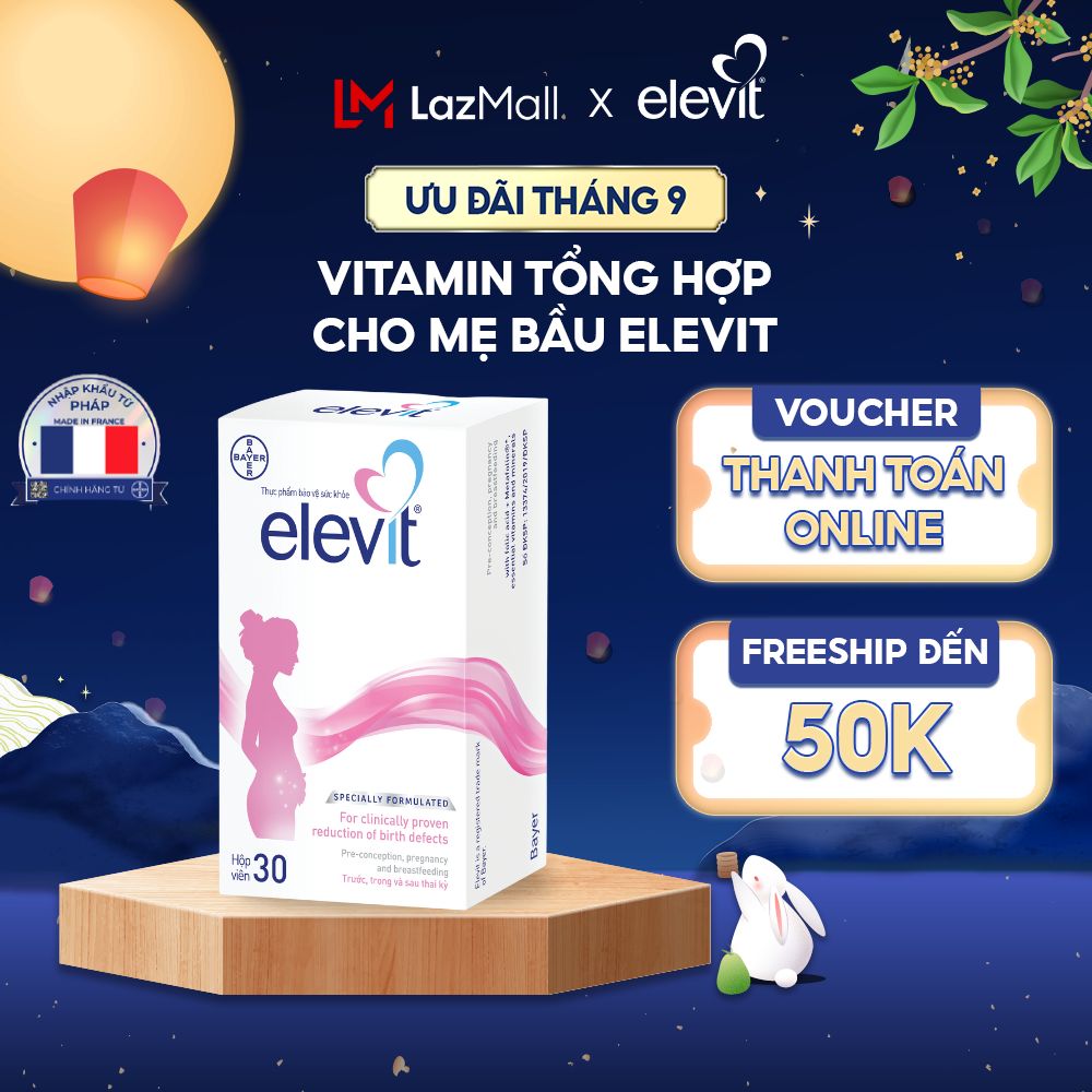 Vitamin Bầu Tổng Hợp Elevit Cho Phụ Nữ Trước Trong và Sau Thai Kỳ 30 Viên