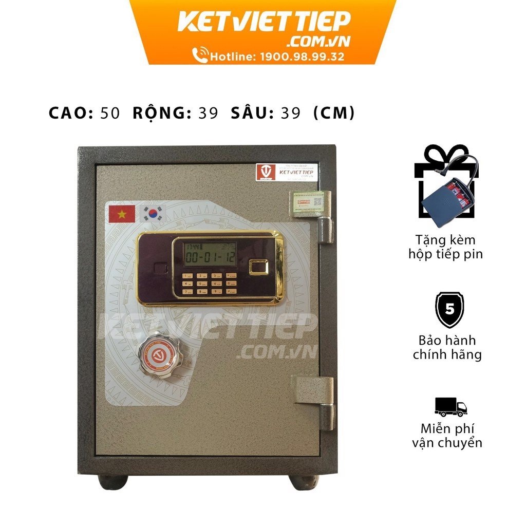 Két sắt Việt Tiệp Cao Cấp KVTSC34 Đúc Đặc Thép Dày Cao Cấp Dùng Cả 2 Chế Độ Vừa Cơ Vừa Điện Tử Chống Cháy Chống Nạy Phá Miễn Phí Giao Hàng Toàn Quốc Sản Phẩm Của Công Ty Két Sắt An Toàn Việt Tiệp