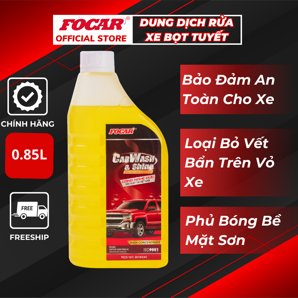 Dung dịch rửa xe ô tô FOCAR Car Wash and Shine- Siêu bọt, tỷ lệ pha 1:120, bọt tuyết rửa xe, nước rửa xe bọt tuyết, dung dịch rửa xe