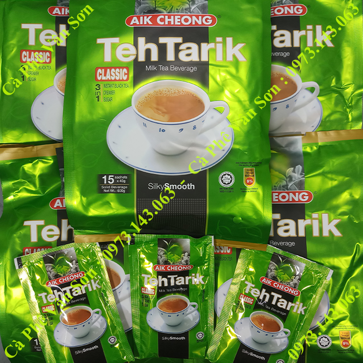 05 bịch Trà sữa vị truyền thống Teh Tarik Classic 600g (15 gói x 40g) Aik Cheong Malaysia