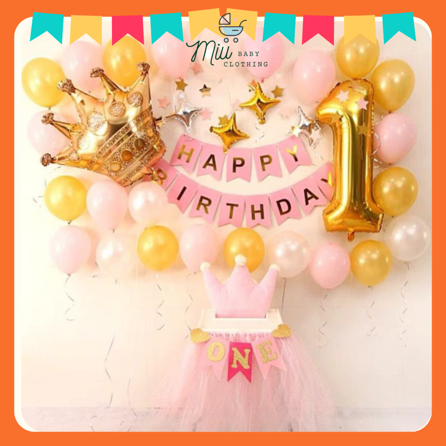 Set bong bóng trang trí sinh nhật phong cách Hàn Quốc tông màu pastel sang chảnh - Miubabyclothing