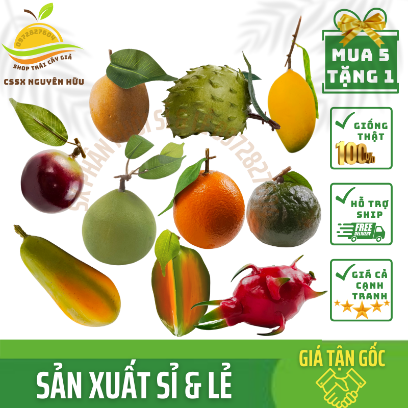 COMBO 10 TẶNG 1 TRÁI NGẪU NHIÊN GỒM (Đủ dài, Khế, Cầu gai dài, Thanh long, Xoài cát. Vú sữa, Cam mỹ, Sapoche, Cam sành, Táo xanh)