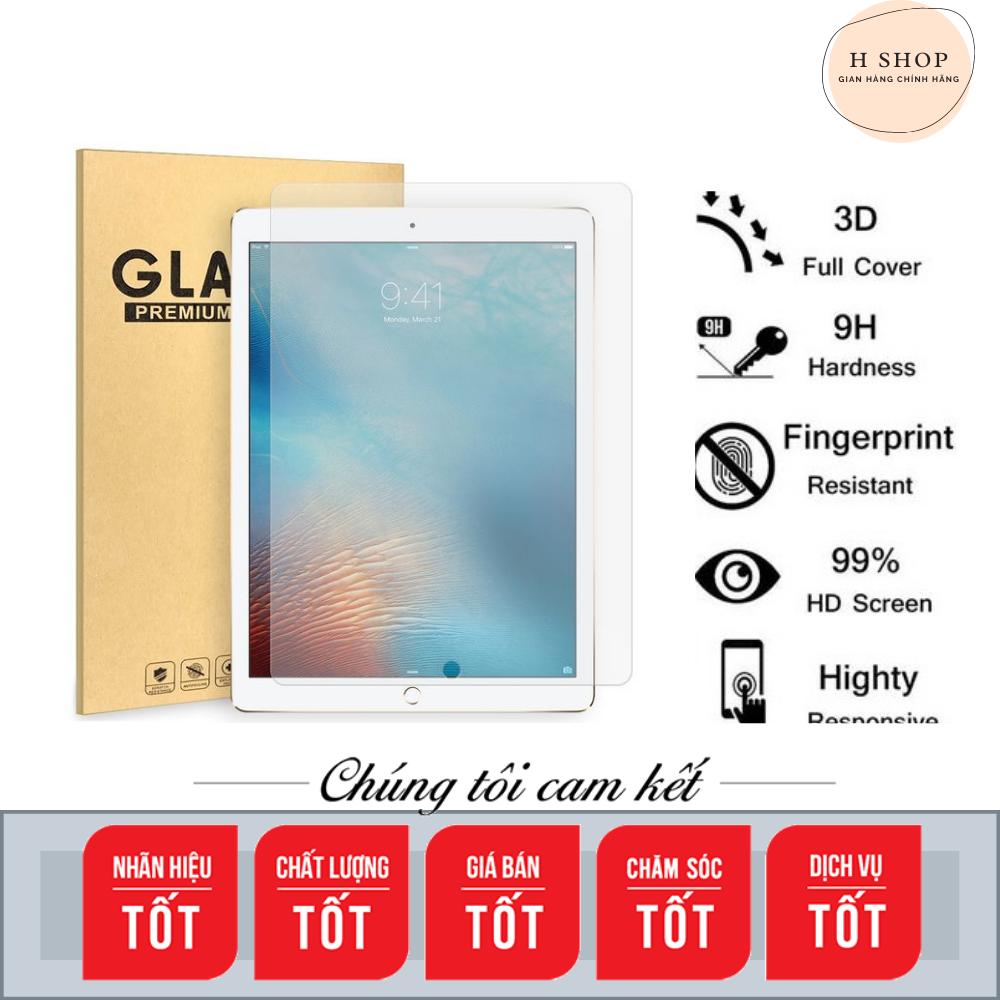 Kính cường lực bảo vệ màn hình cho ipad 2017/ 2018/ Air/ Air 2/ mini 1/2/3/ mini 4/5/ 10.2 inch