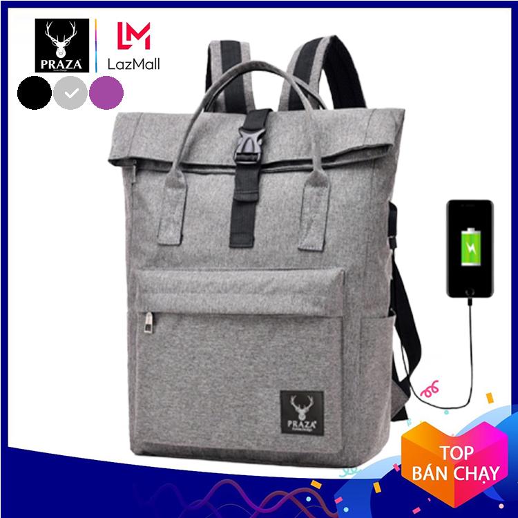 Balo nam cao cấp, balo thời trang có ngăn đựng laptop và cổng sạc usb tiện lợi praza - bl165