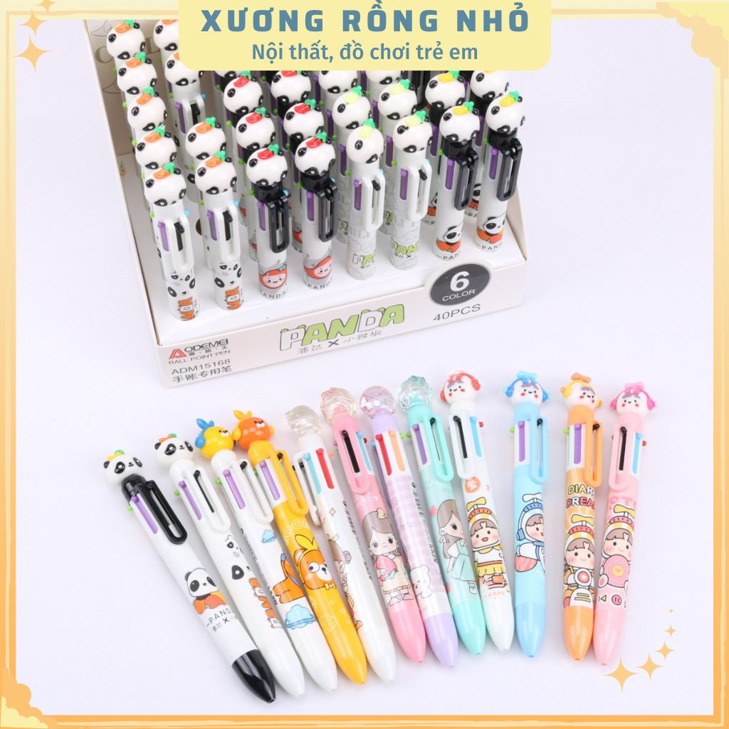 Bút bi 6 ngòi, 6 màu khác nhaum bút bi 6 trong 1