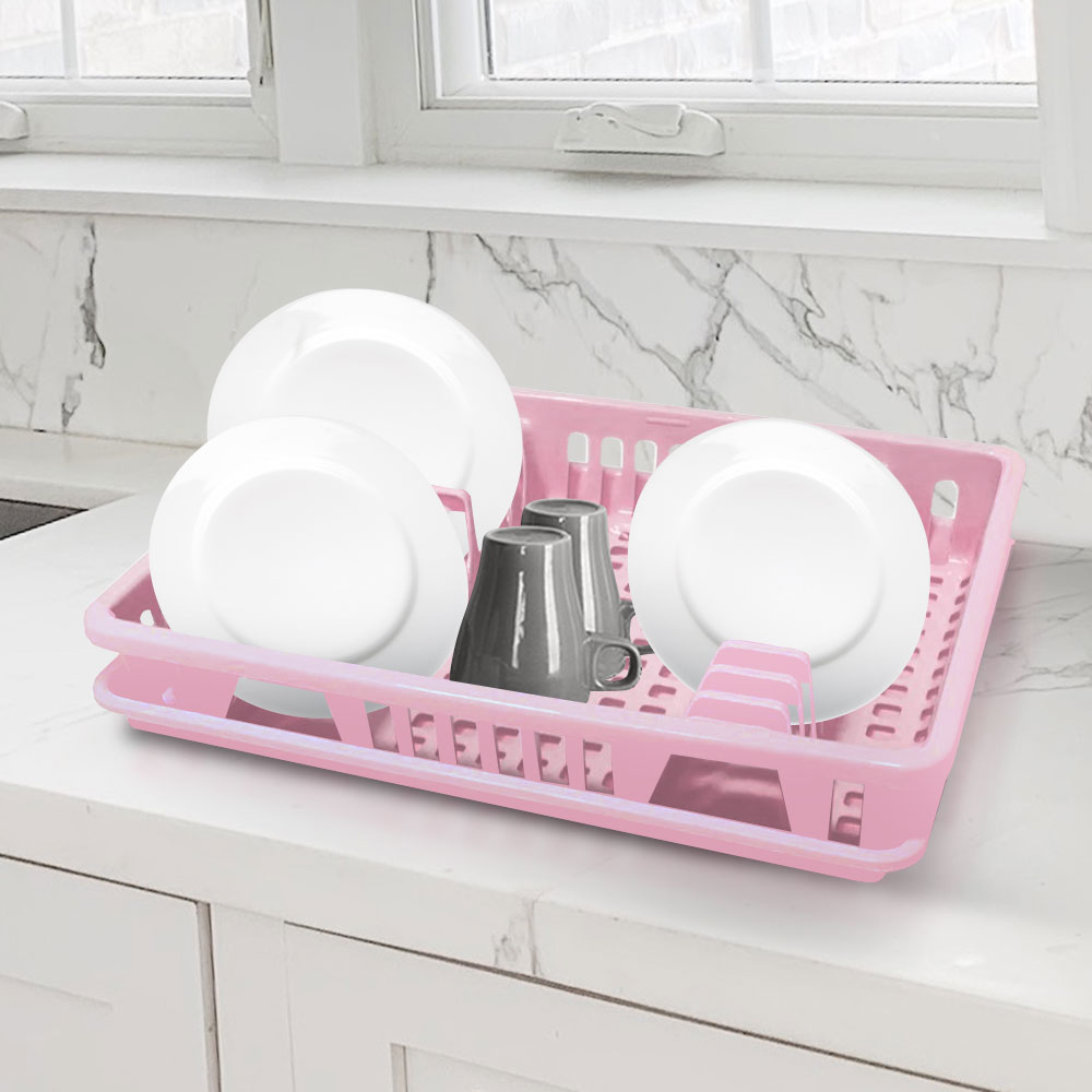 Homebase sn khay nhựa để chén dĩa thái lan w49xd39xh10 cm màu hồng