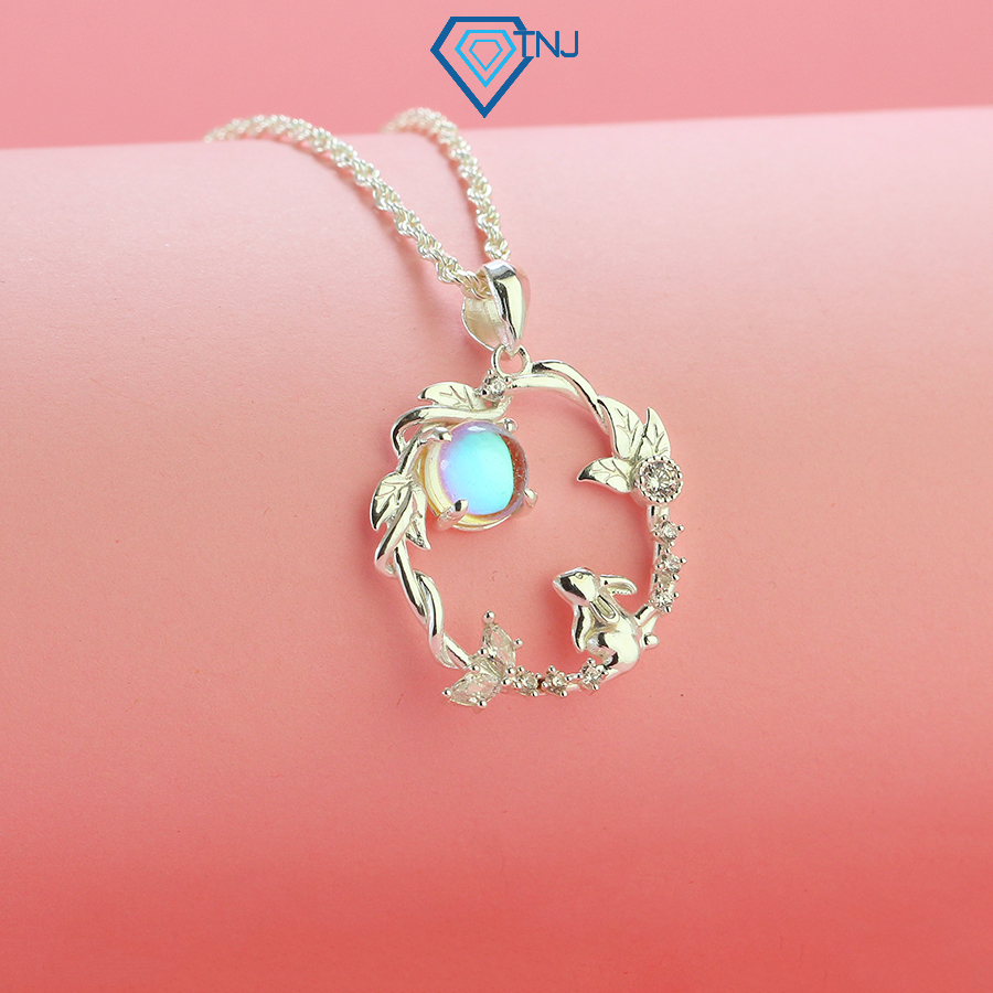 Dây chuyền bạc nữ mặt thỏ ngắm trăng đính đá moonstone lấp lánh DCN0675 - Trang Sức TNJ
