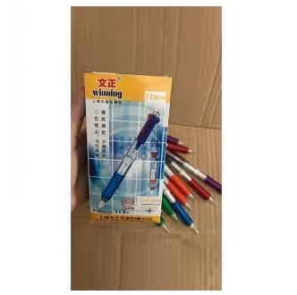 Hộp 12 bút bi bấm 3 ngòi winning