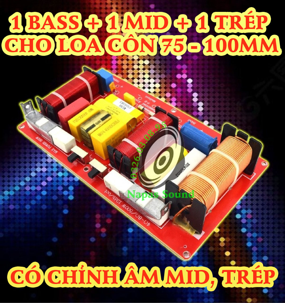 Mạch phân tần 3 loa bass trung trép cw3805 - lắp cho loa côn 75 100mm - mạch phân tần 3 đường tiếng