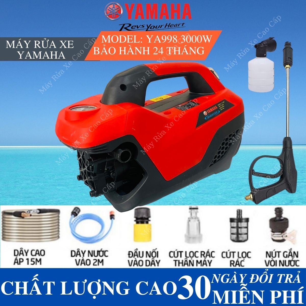 Máy rửa xe áp lực cao yamaha ya998 công suất 3000w - máy xịt rửa gia đình tặng kèm bình bọt cao cấp - máy rửa xe mini yamaha