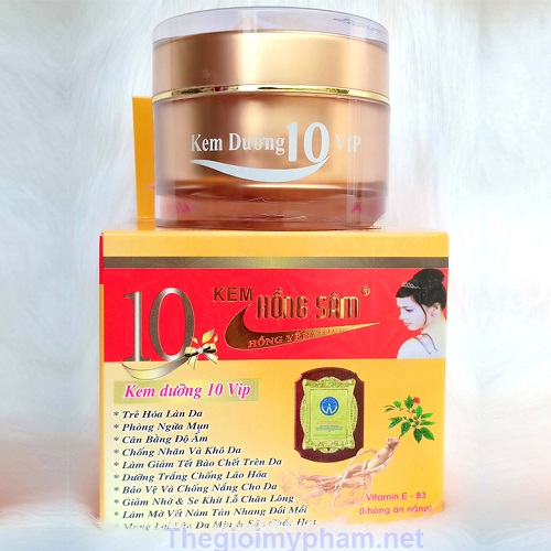 Kem dưỡng trắng da hồng sâm 30g vip 10 tác dụng