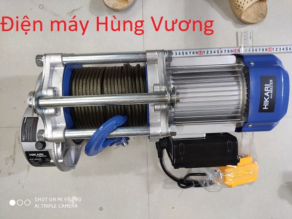 [Freeship][Trả góp 0%]Tời điện HiKari HR 3500 công suất 35 KW 220 vôn Madein Thái lan (nâng 1500-3000kg) màu xanh trắng đặt trên cao hoặc mặt đất dây đồng chịu nhiệt.