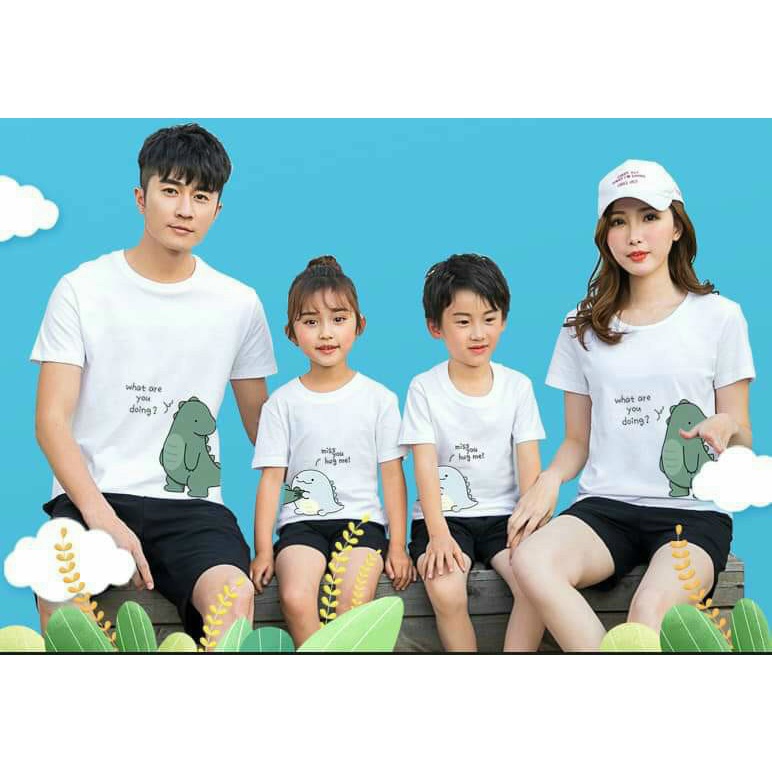 Áo phông gia đình, áo thun in hình khủng long chất đẹp vải mịn 100% cotton