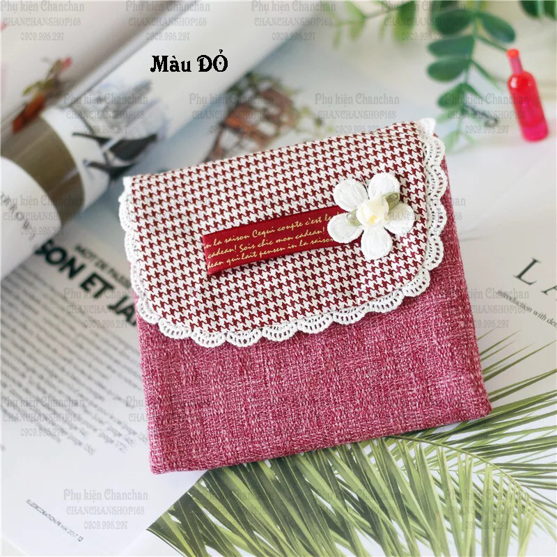 Ví Mini Hoa trắng nắp gập 2 ngăn 53k