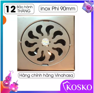 Ga thoát sàn – phễu thoát sàn inox vinahasa 12x12cm phi 90mm chống hôi – lọc rác 2 lớp hiệu quả g209