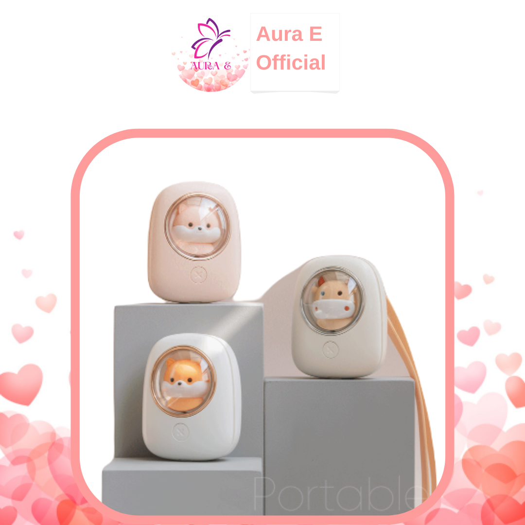 Quạt mini có đèn đeo cổ dây chuyền thú cưng usb siêu dễ thương cao cấp 2022