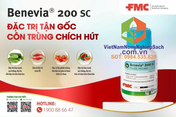 Benevia 200sc – đặc trừ tận gốc bọ phấn trắng, bọ trĩ, côn trùng chich hut trên cây trồng chai 100ml