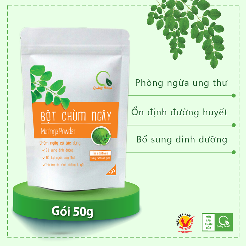 Bột Chùm Ngây - 50g MÁCH MẸ CÔNG THỨC CHÁO CHÙM NGÂY CHO BÉ ĂN DẶM NGON BỔ DƯỠNG TIỆN LỢI