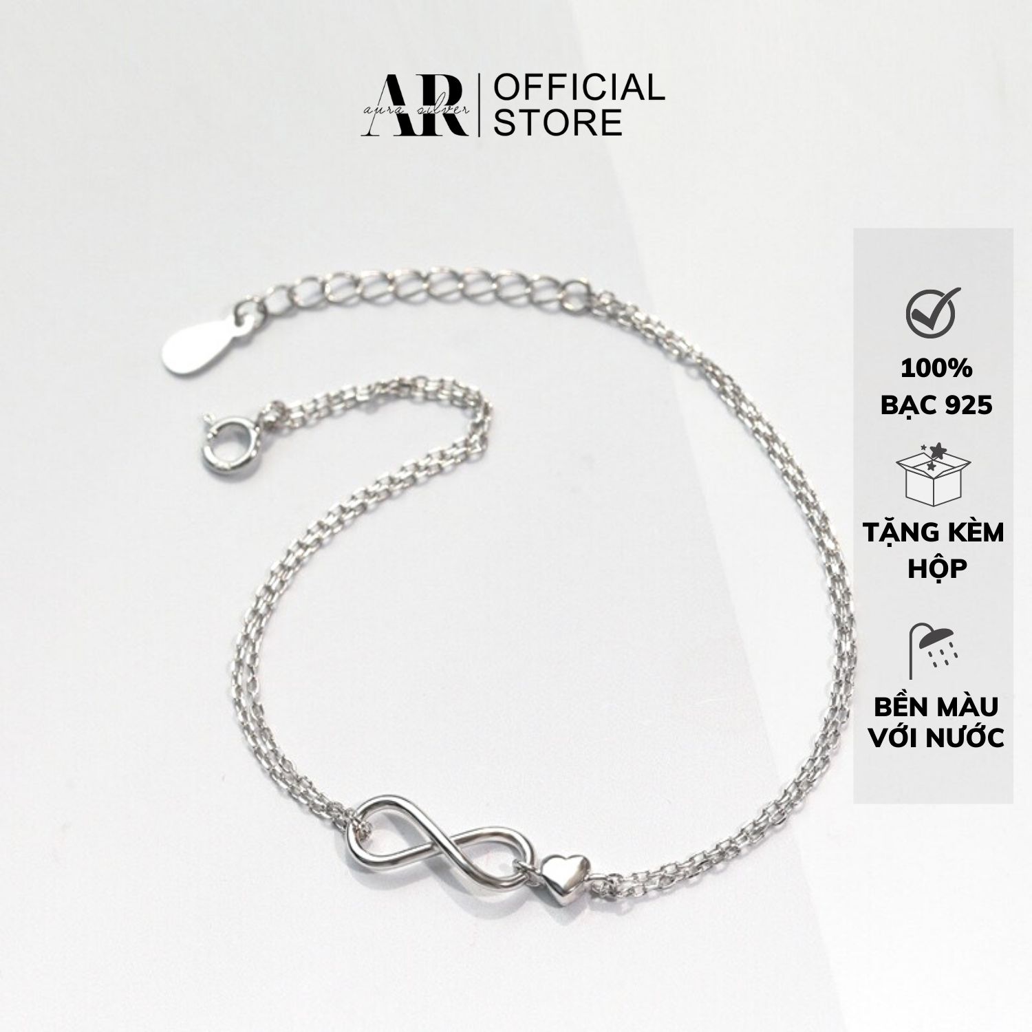 Lắc tay bạc vòng tay nữu kiểu dáng vô cực-LT09