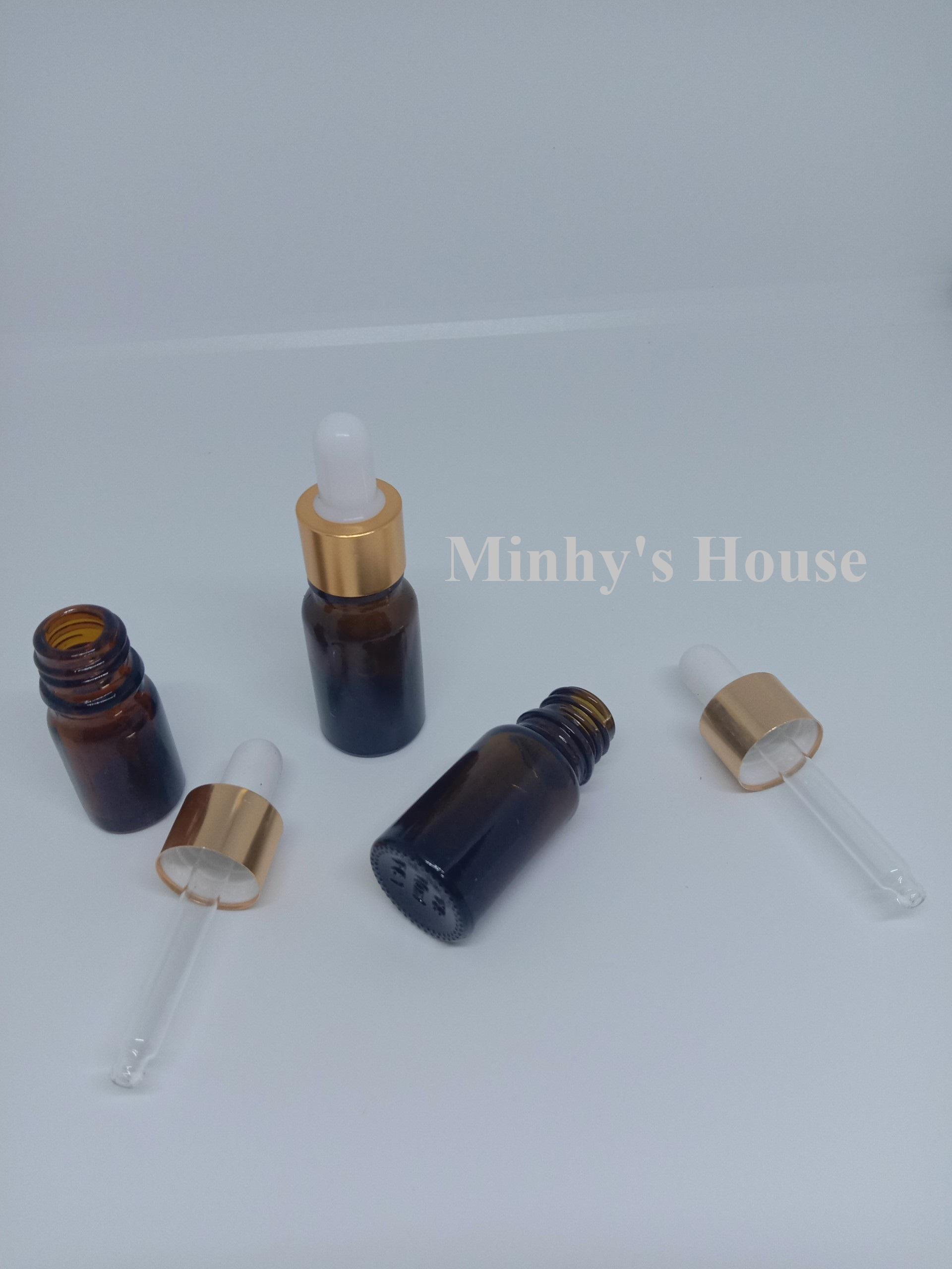 50 chai thủy tinh nâu nắp bóp vàng 10ml