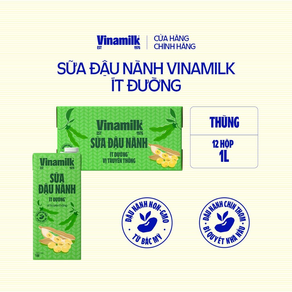 2 Thùng Sữa đậu nành GoldSoy có đường 1L 12 Hộp/thùng