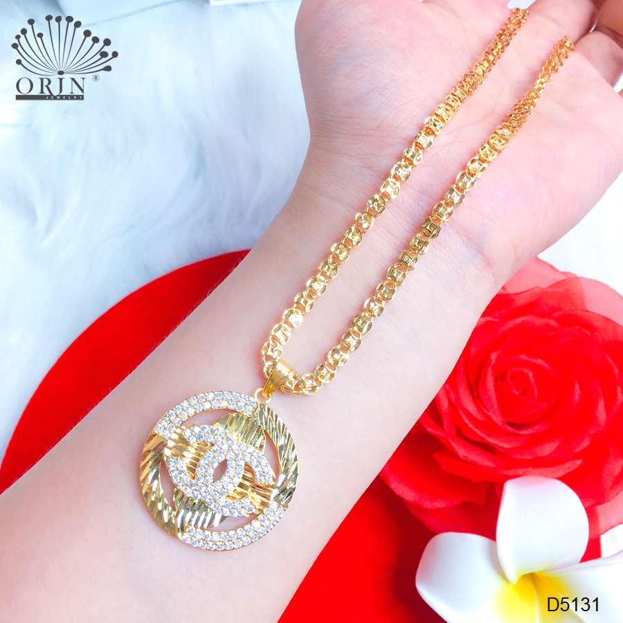 Dây chuyền nữ mặt tròn đính đá thời trang cao cấp Orin D5131 - Long Tien