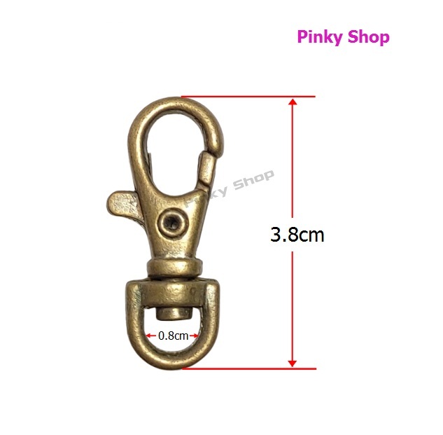 Móc càng cua, khóa càng cua màu đồng cổ 3cm làm phụ kiện túi xách Pinky Shop