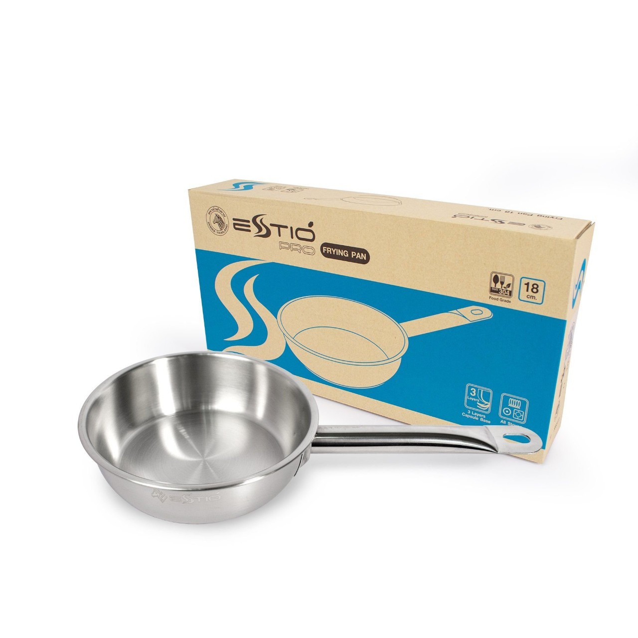 Chảo inox zebra estio 3 đáy 18cm - 175088 hàng nhập khẩu thái lan
