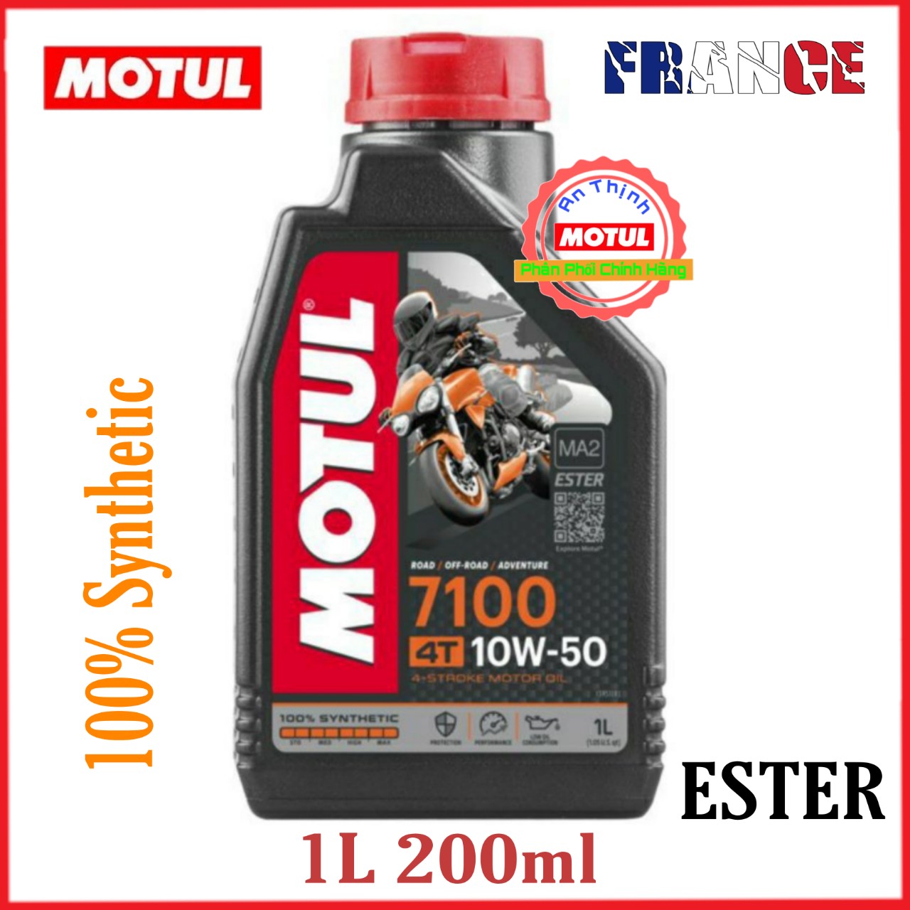1L 200ml Nhớt Xe Số Motul 7100 10w50 Ester Tổng Hợp Toàn Phần 1 Lít  Có Mã QR. Mẫu Tem Mới.