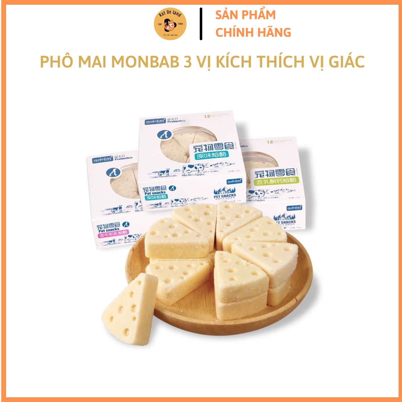 Phô mai cho chó mèo Monbab, snack thưởng,bánh thưởng bổ dưỡng 14gr/1v